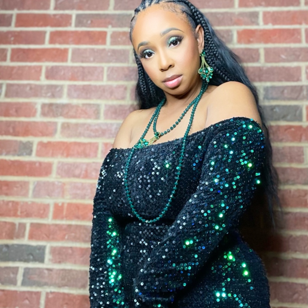 Off Shoulder Iridescent Sequin Fishtail - image 2